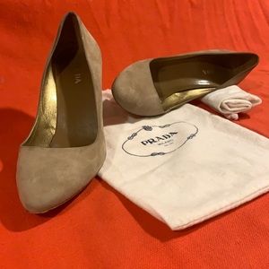 Suede Prada pumps